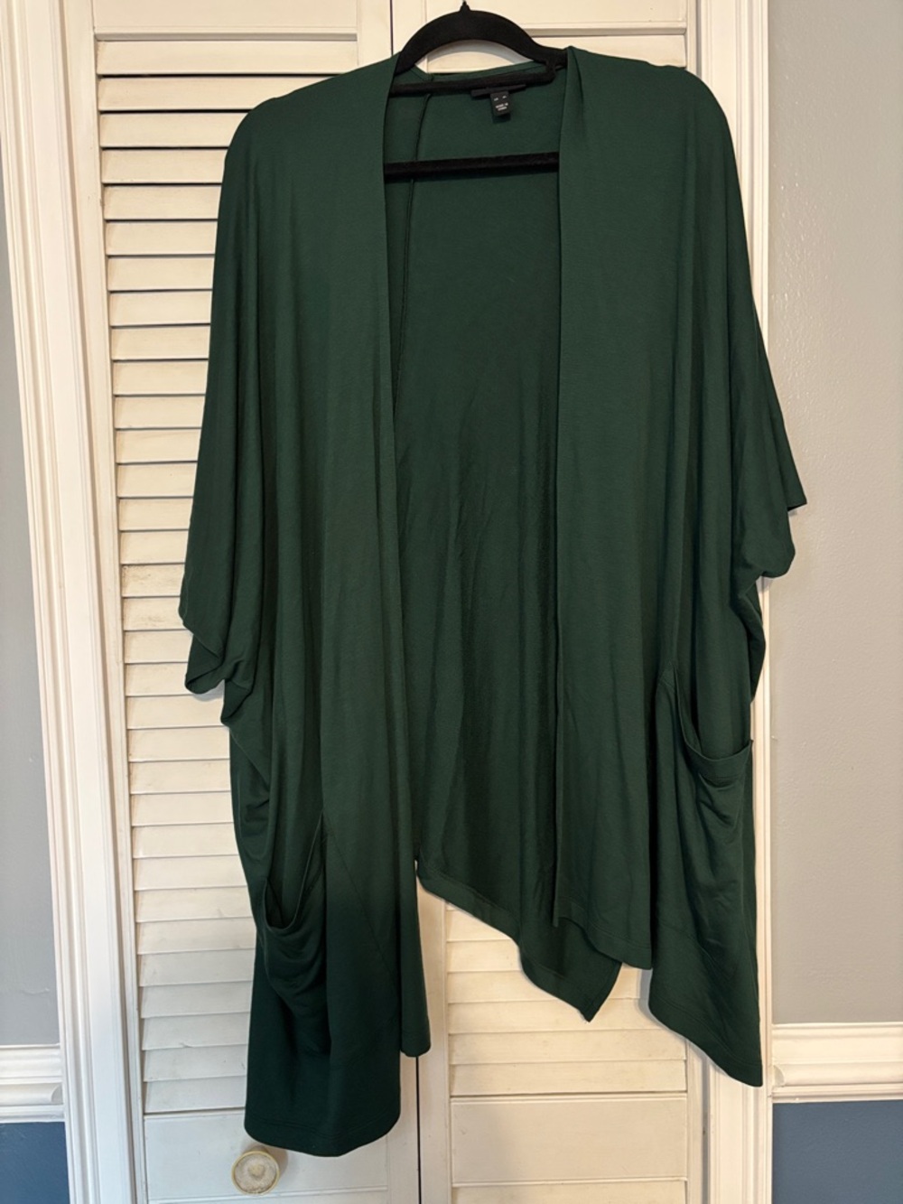 Susan Graver Weekend Forest Green Draped Open Cardigan